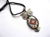 Colier cu pandantiv bufnita din argint tibetan si snur rasucit 28791