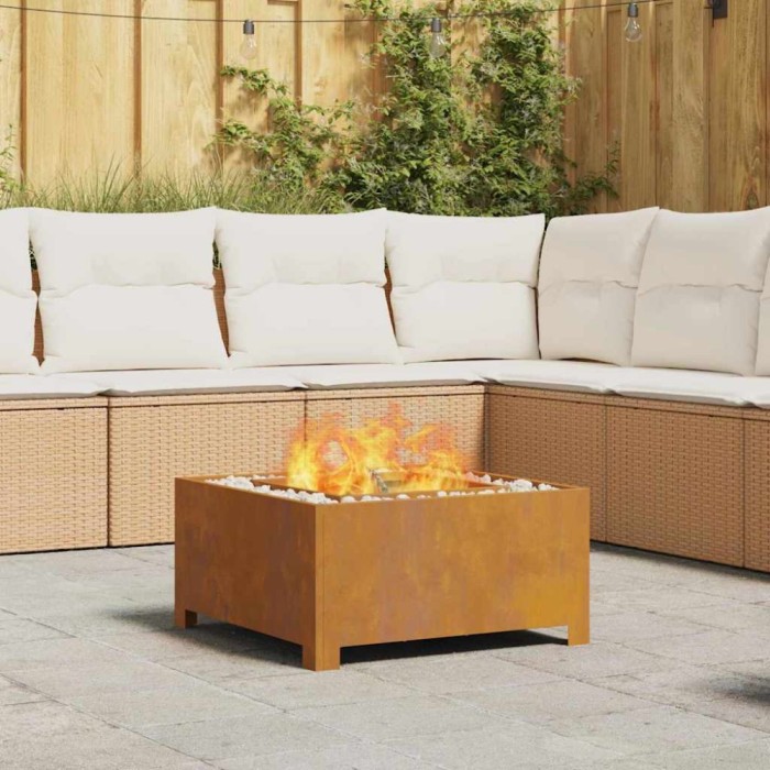 vidaXL Vatră de foc pătrată, 60x60x30 cm, oțel corten