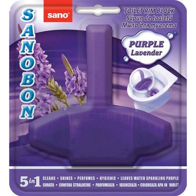 Odorizant solid Sano pentru vasul toaletei, Bon Purple Lavander, 55g foto