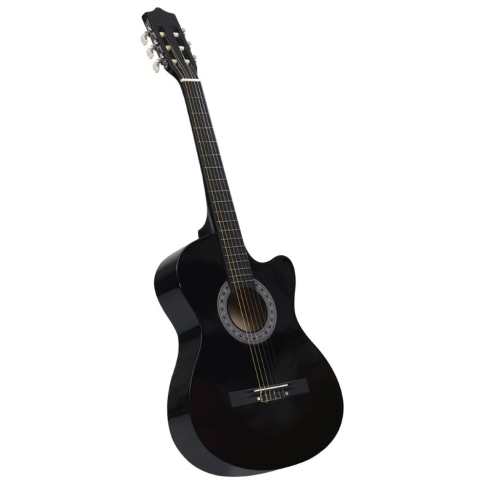 Gossi chitara clasica occidentala decupata, cu 6 corzi, negru, 38&quot;
