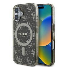 Husa iPhone 16 Plus originala Guess IML 4G Background MagSafe, maro, GUHMP16MH4DTEW foto