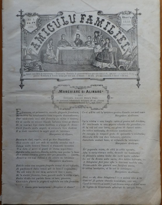 Ziarul Amiculu familiei , an 4 , nr. 1 , Gherla , 1880
