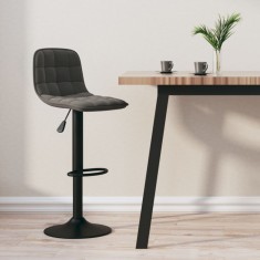 vidaXL Scaun de bar, gri &icirc;nchis, catifea