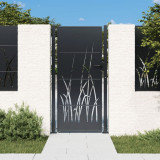 Poarta pentru gradina, antracit, 105x180 cm, otel, model iarba GartenMobel Dekor, vidaXL
