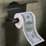 Hartie igienica amuzanta, 2 straturi, Imprimata cu designul unui bancnote de 100 Dolari, 10 x 10 cm