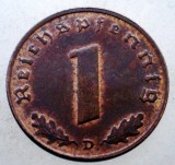 2.575 GERMANIA WWII 1 REICHSPFENNIG 1939 D XF/AUNC, Europa, Bronz