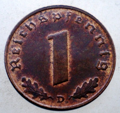 2.575 GERMANIA WWII 1 REICHSPFENNIG 1939 D XF/AUNC foto