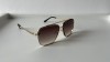 Ochelari de soare Andrew Tate Style Rama aurie Lentile maro degrade, Rectangulara, Unisex, Protectie UV 100%
