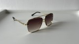 Ochelari de soare Andrew Tate Style Rama aurie Lentile maro degrade, Rectangulara, Unisex, Protectie UV 100%