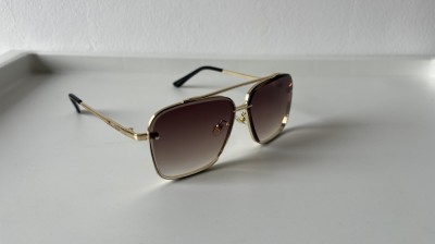 Ochelari de soare Andrew Tate Style Rama aurie Lentile maro degrade foto