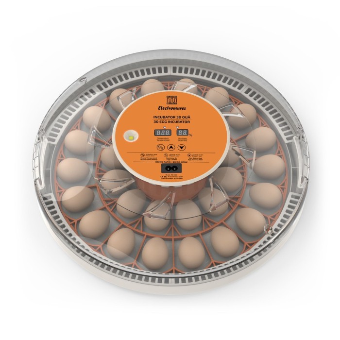 Incubator 30 oua cu reglaj automat temperatura, afisaj umiditate si intoarcerea automata a oualor, Electromures EM 3002 ProDesign DailyAppliances