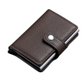 Portofel, maro, Slim, RFID, Piele de inalta calitate, slot din aliaj de aluminiu, compact, elegant, ideal pentru carduri, bancnote si documente, Oem