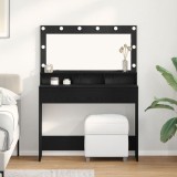 VidaXL Masă de cosmetică cu lumini LED, stejar negru, 100x41x135 cm