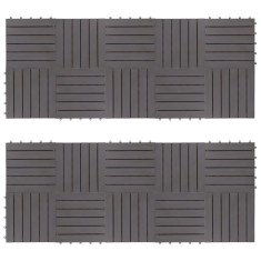 Placi pardoseala, 20 buc., gri, 30x30 cm, lemn masiv de acacia