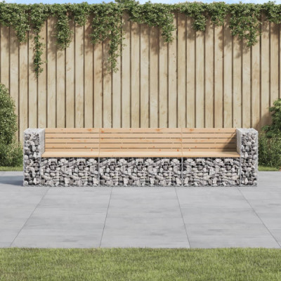 vidaXL Bancă de grădină, design gabion, 287x71x65,5cm, lemn masiv pin 3196251 foto
