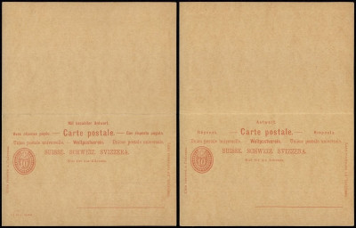 Switzerland - Postal History Rare Old Postal stationery + Reply UNUSED DB.174 foto
