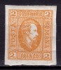 ✅ RO 1865 ,LP 15 c ,&quot;Al.-Ioan Cuza in oval &quot;, 2 par portocaliu / hartie vargata , guma , vagi urme sarniera MLH , poanson,fisura verticala in dreapta, Stampilat