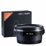 Adaptor montura K&amp;F Concept PK-Nikon cu sticla optica de la Pentax K la Nikon F KF06.121