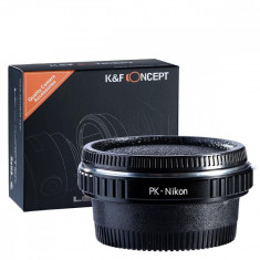 Adaptor montura K&F Concept PK-Nikon cu sticla optica de la Pentax K la Nikon F KF06.121