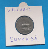 Moneda veche Regatul Romaniei 5 Lei 1942 piesa SUPERBA