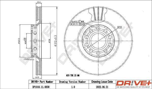 Dr!ve+ DP1010.11.0838 Disc frana