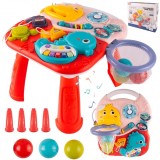 Masuta si Panou cu Activitati Montessori 2 in 1, WePro Store, Jucarie Muzicala, Lumini LED, Rosu, 32x27.5x6cm