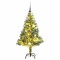 Brad Crăciun artificial, 150 LED/globuri/zăpadă pufoasă, 120 cm