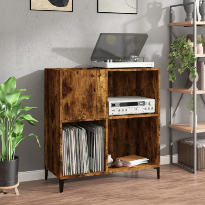 vidaXL Dulap pentru discuri stejar fumuriu 84,5x38x89 cm lemn compozit foto