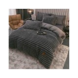 Cumpara ieftin Lenjerie de Pat Cocolino , Cearceaf cu Elastic, 4 Piese, Blană de Iepure Artificială, Gri Inchis - JOJ672