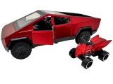 Macheta Cybertruck cu ATV rosie 1:32 replica metal usi deschise