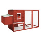 Cumpara ieftin Cotet de pasari de exterior, casa gaini cu 1 cuibar, rosu, lemn