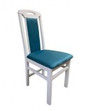 Scaun de living si bucatarie SB Tim, din lemn masiv fag, tapiterie stofa, lacuit, 120 kg, 96x43x40 cm, Alb/Turcoaz