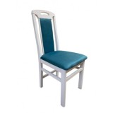 Scaun de living si bucatarie SB Tim, din lemn masiv fag, tapiterie stofa, lacuit, 120 kg, 96x43x40 cm, Alb/Turcoaz