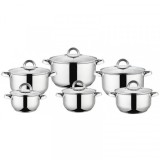 Set 6 Cratite Inox cu Capace Sticla, Inductie, Grunberg GR1065