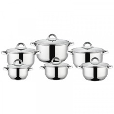 Set 6 Cratite Inox cu Capace Sticla, Inductie, Grunberg GR1065 foto