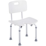 HOMCOM Scaun de Duș Reglabil pe 8 Nivele cu Orificii de Drenaj și Șezut &icirc;n Formă de U, 48x42x71-83,5 cm, Alb | Aosom Romania