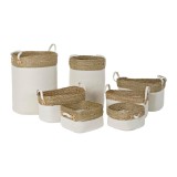 Cumpara ieftin Set de Coșuri DKD Home Decor Alb Maro Fibră naturală 41 x 41 x 52,5 cm