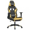 Scaun de gaming cu suport picioare negru/auriu, piele ecologica