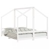 Cadru de pat pentru copii, alb, 2x(80x200)cm, lemn masiv de pin
