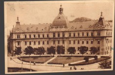 CPIB 24675 CARTE POSTALA - ORASUL STALIN: PALATUL JUSTITIEI, RPR, BICICLETA, CIRCULATA, 1951, STAMPILE, TIMBRE, LIBRARIA NOASTRA