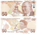TURCIA 50 LIRE 2025 ( 2009 ) prefix G , UNC [1] P- 225g , necirculata , Semn Guvernator Fatih Karahan , Viceguvernator Osman Cevdet Akcay
