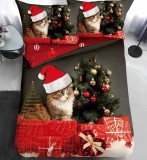 Cumpara ieftin Lenjerie Pat De Craciun O Persoana Fulguire Cr078, Bumbac, 4 Piese, Cu Elastic, Imprimeu