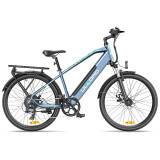 Bicicleta electrica Ulzomo Metro 26 E-bike, 250W, 36V 17Ah, autonomie 100km, viteza maxima 25km/h, Blue, 26&#039;&#039;