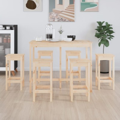 Gossi set mobilier de bar, 7 piese, lemn masiv de pin foto