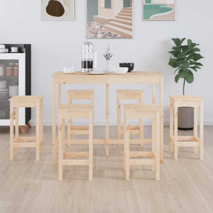 Gossi set mobilier de bar, 7 piese, lemn masiv de pin