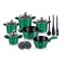 Set 15 piese 6 vase Gatit Aluminiu Marmorat Inductie Grunberg GR2715V Verde