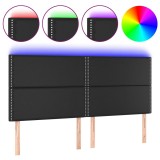 Cumpara ieftin Tablie de pat cu LED, negru, 180x5x118/128 cm, piele ecologica