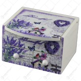 Cutie de bijuterii din lemn cu doua sertare si oglinda 10&times;9 CM &ndash; Lavanda/Rose