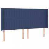 Cumpara ieftin Tablie de pat cu aripioare, albastru, 183x16x118/128 cm, textil