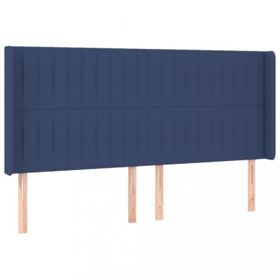Tablie de pat cu aripioare, albastru, 183x16x118/128 cm, textil foto